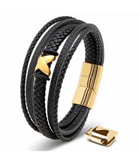 LEATHER BRACELET FLAKE GOLD